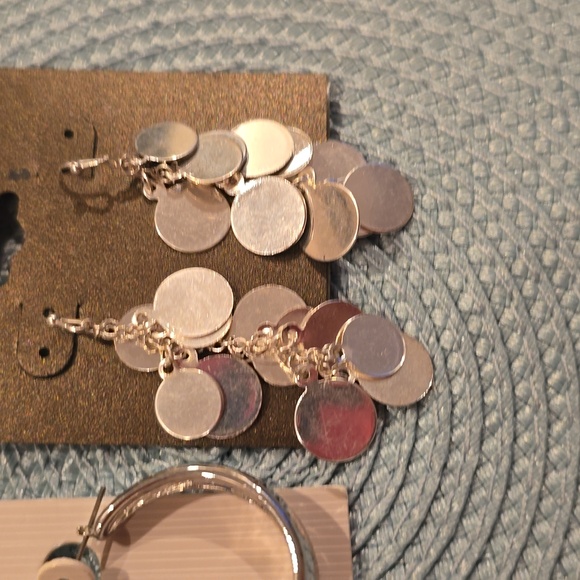 BOLD ELEMENTS & WORTHINGTON WOMEN'S FASHION JEWELRY SILVERTONE EARRINGS BUNDLE - Picture 4 of 9